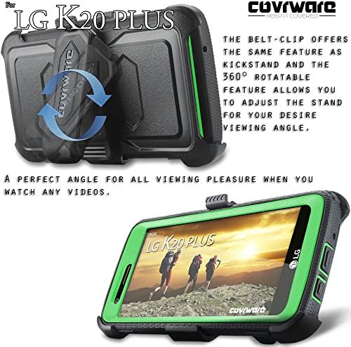 Covrware Aegis Series Case LG K20 Plus / K20 V / Harmony / Grace 4G, מובנה [מגן מסך] כבד חובה כבד של